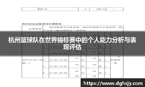 杭州篮球队在世界锦标赛中的个人能力分析与表现评估
